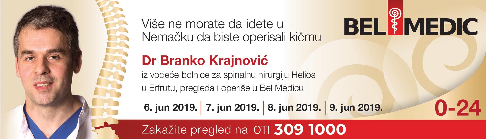 Spinalni hirurg dr Branko Krajnović ponovo u Bel Medicu od 6. do 9. juna!