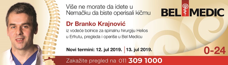 Međunarodno priznati stručnjak spinalni hirurg dr Branko Krajnović ponovo u Bel Medicu od 12. do 13. jula!